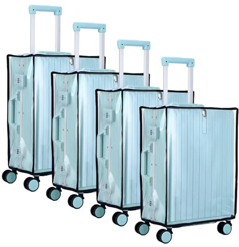 YOUNTHYE 4Pcs Suitcase Covers, 22/24/28/30 inch Clear PVC Luggage Covers for Suitcases Dustproof Waterproof Suitcase Protector Cover for Wheeled Travel Luggage Suitcases