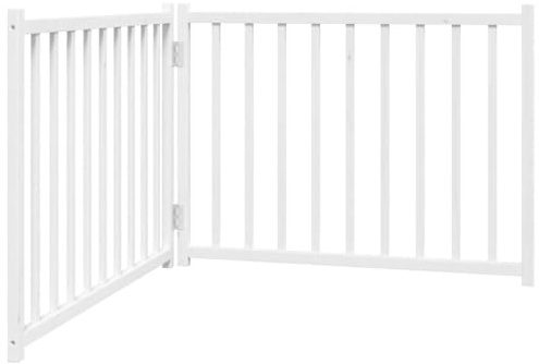 vidaXL Hundgrind vikbar 2 paneler vit 160 cm massiv gran, husdjursgrind, hundgrind, valpgrind för trappor