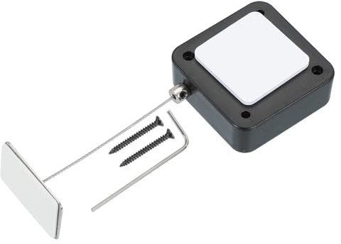 PATIKIL 2m Cavo Sicurezza Retrattile Telecomando, Blocco Cavo Lucchetto con Adesivo Biadesivo e Vite per Telecomando TV Controller Gioco, Nero (Tappo Ferro Quadrato)