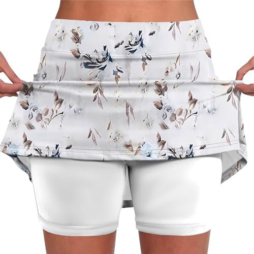 Sale Angebote Damen Sportskort Laufskort Leggings Mit Rock Tennisröcke Hockey Rock Engen Capris Gym 3/4 Yoga Pants Mit Taschen Und Kopfhöreranschluss Angebote des Tages Heute Damen