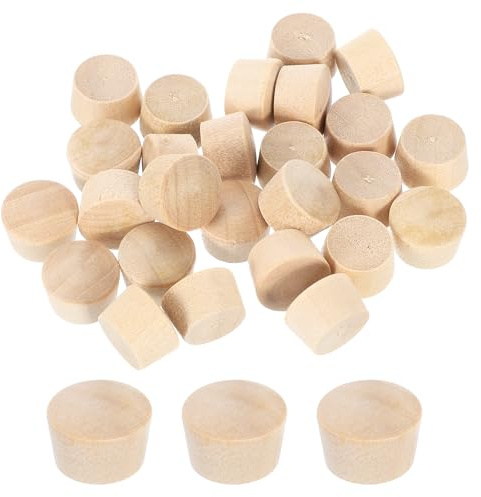 QUARKZMAN 26 Stück Holzstopfen, 12mm/0,47 Flachkopf Hartholz Lochstopfen Abdeckkappen Holzstecker für Möbel Holzbearbeitung Handwerk Dekor (13,5mm x 12mm)
