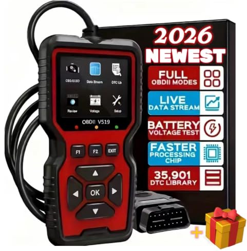 OBD2 V519 Diagnostic Scanner 2026 Upgraded Model, Fault code reader Car Diagnostic Tool with Live Data Stream, Battery Test, 35,901 DTC Library, All Vehicles