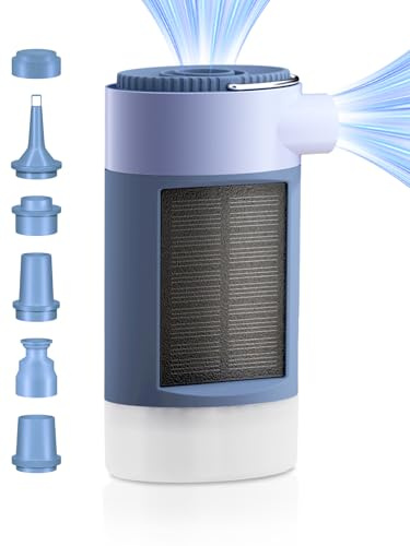 K Kasonic Pompa Elettrica per Aria con Lanterna da Campeggio, Pompa Solare Portatile con 5 Ugelli per Sgonfiare, Pompe per Letti Gonfiabili per Gonfiabili da Piscina, Viaggi all'Aperto
