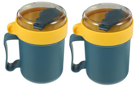 HEALLILY 2pezzi Tazze Da Zuppa Microwavable Con Coperchio e Cucchiaio Contenitore Giapponese Per Soups Noodles e Cereal Design Elegante e Portatile Per Professionisti e Studenti Capacità