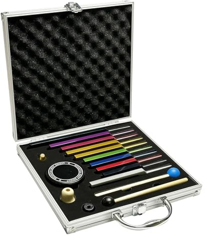 Juego de 10 diapasones Solfeggio de aluminio coloreado con activador, 2 mazos de goma, 3 soportes, paño de limpieza y caja, para meditación en casa, yoga y terapia de sonido en casa