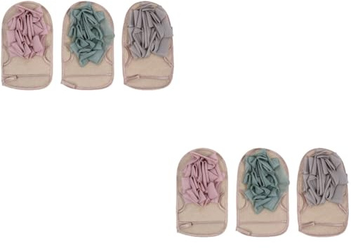 Veemoon 2sets Body Cleaning Sponge Double Sided Bath Mitts for Gentle Exfoliation Towel Balls Pink Grey and Green for Men and Women 3pcs*2
