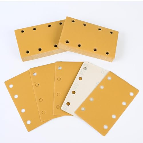 Sruhrak Papel de Lija 80x133mm 8 Agujeros, 50 Hojas de Lija P240, Almohadillas de Lijado Más Fuertes para Lijadora Orbital en Madera, Metal, Barniz, Plástico | Sruhrak Papel de lija 80 x 133 mm, juego de 50 unidades de discos abrasivos más fuertes, grano 240 para lijadora orbital