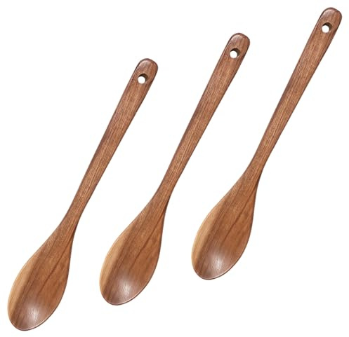 3 Kochlöffel Aus Holz, Küchenhelfer Holz Für Rühren Und Kochen, 30,5cm Länge, Ideal Für Antihaft-Kochgeschirr, Kochlöffel Set Aus Massivholz