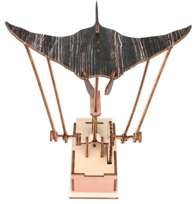 Versione aggiornata di un ornamento bionico elettrico in legno fatto a mano a forma di manta | Automa artigianale in legno a forma di manta, scultura creativa per l'esposizione di opere d'arte e decor