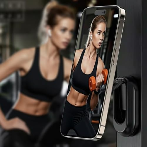 Magnetisk Mobilhållare Gym, Dubbelsidig Magnet Mobilhållare för Träning och Löpband, Stabil och Bärbar, Universal Fitness Tillbehör, Kompatibel med iPhone 17–12 För Män och Kvinnor