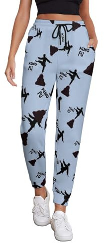 We Got Good Kung Fu Womens Sweatpants Printed Joggers Athletic Trousers Baggy Lounge Pants with Pockets 3XL