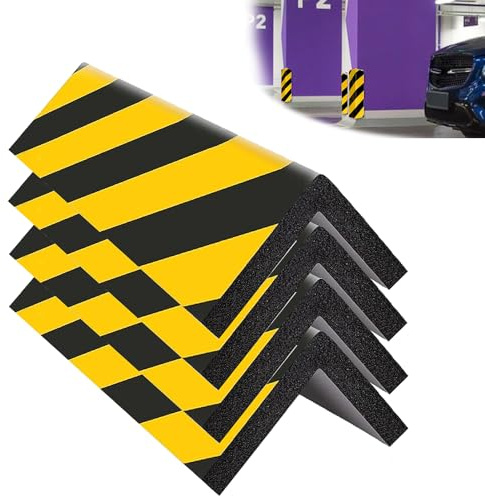 SKIKHN Mousse Protection Garage 4 Pièces, 40x15x1.5cm Protection Portiere Voiture Autocollante, Protection Murale Garage, Auto-Adhésif, pour Portes de Voiture, Parking, Entrepôt, Mur de Voiture