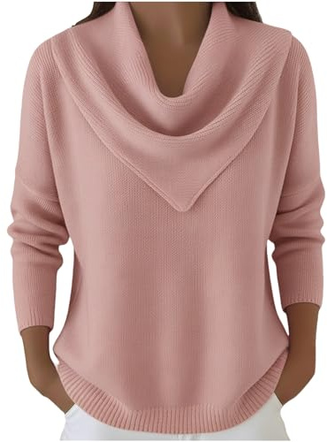 HUIFUAO Pulls à col bénitier pour femmes UK Pulls habillés élégants en tricot d'automne et d'hiver chauds confortables doux manches longues pullover nouveauté fête soirée sortie blouses, L