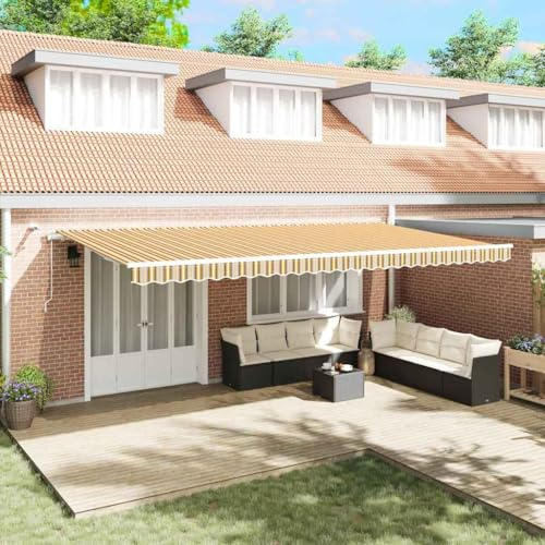 Tenda da sole per balcone, tenda laterale, tenda da sole, tenda retrattile, multicolore, 600 x 350 cm, in tessuto e metallo, per ristoranti in giardino, terrazze, facile da montare