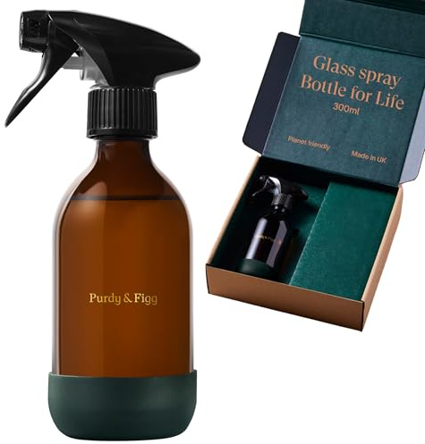Purdy & Figg Counter Clean Bottle for Life | 300ml Refillable Spray | Adjustable Trigger | Sustainable & Reusable | Glass Bottle for Cleaning Solutions | Easy Mix & Use for All Surfaces