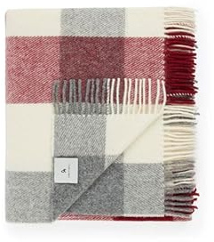 Generico LANE ROSSI PLAID Adamello Check 220x250 cm – 100% Lana Vergine – Morbido e Caldo – Made in Italy (Rosso, 220x250cm)