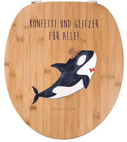 Mr. & Mrs. Panda Motiv WC Sitz Orca Zylinder - Geschenk, Meerestiere, WC-Sitz, Glitzer, Klobrille, Urlaub, Klodeckel, Toilette, Meer, Narwal, Fete,