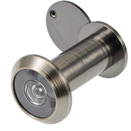 sourcing map Door View, Solid Brass 220-degree Door Viewer with Cover for 1-3/8 to 2-3/8 Inch Thick Doors, Antique Bronze Finish