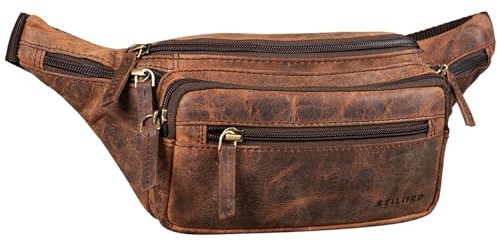 STILORD Zion Vintage Gürteltasche Echtleder als Bauchtasche Umhängetasche oder Brusttasche Cross-Body Bag Hüfttasche Männer Damen Handy Festival Leder Farbe:Sepia - braun