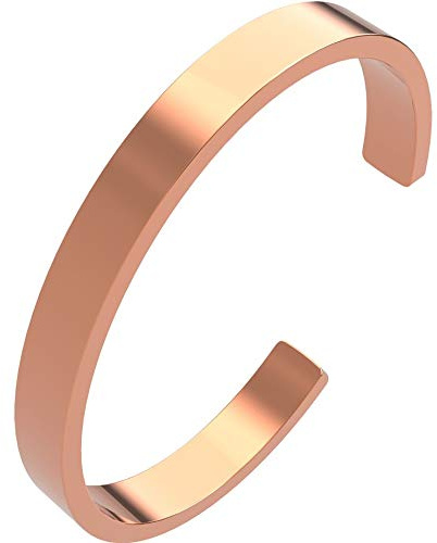 Aranato Pulsera de cobre natural, brazalete macizo de cobre sin imanes – Diseño sencillo, 8mm
