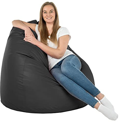 Italpouf , Sitzsack XXL Größe, Sitzkissen, Riesensitzsack, Indoor, Kunstleder, Sitzsack Sessel für Kinder und Erwachsene, EPS Perlen Füllung, Zertifiziert, Schwarz