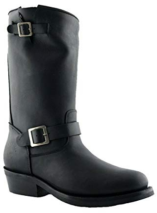 Grinders Unisexe Rebel Cuir Noir Boucle Bottes Hautes Western Motard 43