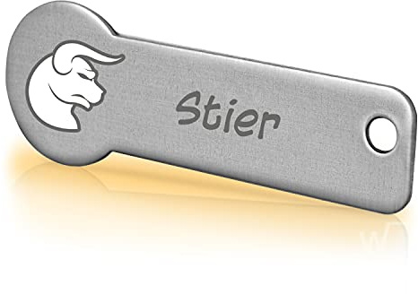 Einkaufswagenlöser ® Code24 Sternzeichen Stier/Schlüsselanhänger Einkaufschip mit Schlüsselfundservice/Abziehbarer Einkaufswagenchip Metall, Chip Einkaufswagen, Key Finder / 2 Jahre Fundservice