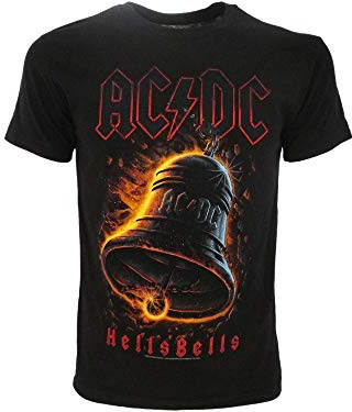 ACDC Herren T-Shirt Original Hells Bells Offizielles schwarzes T-Shirt Glocken Hard Rock
