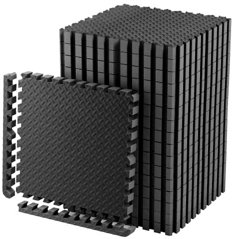 Edukit Schutzmatten Set EXTRA DICK - 2cm - Premium Fitness Geräte Unterlegmatte 16 St. EXTRA Large (60 x 60 cm – Jede Fliese) (5.75 m² – alle zusammen) Schwarze Bodenschutzmatten zusammenstecken