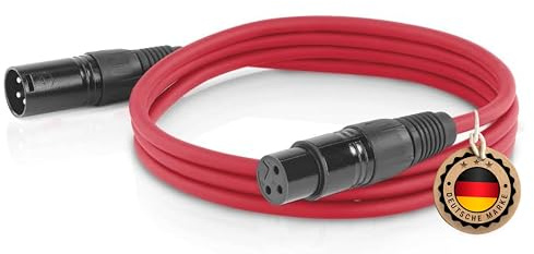 ETEC Professional XLR Audio Kabel 10m Mikrofonkabel DMX OFC-Kupfer symmetrisch rot Stecker Buchse Lichttechnik Datenübertragung Musik Sound