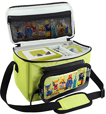 Annmore Tasche für Toniebox, Hörfiguren und Kopfhörer, Grün | Passend für Toniebox 2 und 1, Kompatibel mit Tigerbox, Verstellbare Innenfächer, Abnehmbar Tragetasche