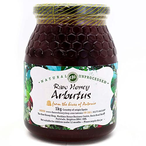 Antonio Miel d'Arbousier Bio Cru, 1kg - Miel Rare et Intense d’Espagne - 100% Pur, Riche en Antioxydants & Minéraux, Naturel et Non Pasteurisé - Récolte Artisanale de Sierra de Guadarrama