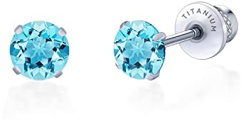 Limerencia Titan Ohrringe mit Schraubverschluss, G23 Medizinische Ohrstecker Hypoallergen Gesundheitsstecker Ohrringe, 5mm CZ Ohrringe für empfindliche Ohren Mode Damen Herren Schmuck