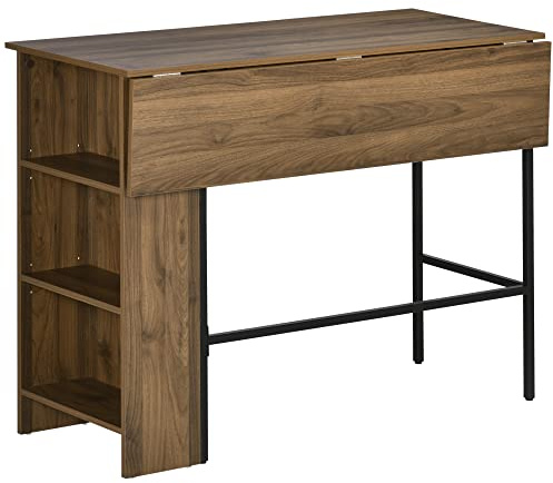 HOMCOM Mesa de Bar Extensible Mesa Alta de Bistró 120x76x91,4 cm Marrón
