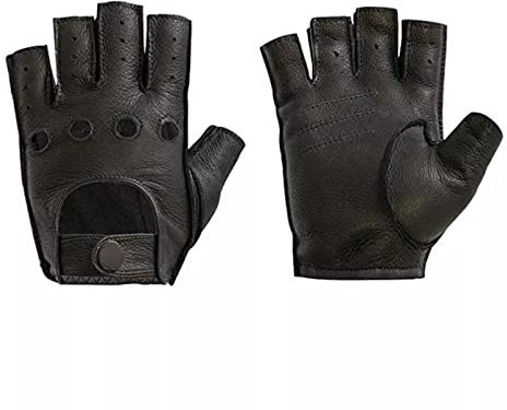 GEDASHU Motorradhandschuhe Echtleder Halbfinger Herren Lederhandschuhe Herren Ungefüttert Fahren Fingerlose Lederhandschuhe Herren