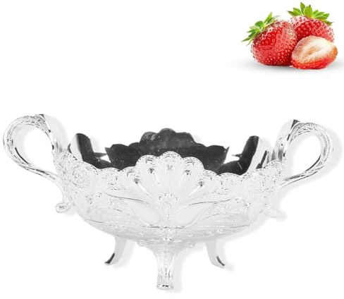 Cyrank Tazón De Frutas De Plata, Cuenco De Frutas Para Cocina, Mostrador, Bandejas De Frutas Para Servir, Plato Decorativo Para Fiestas, Sacrificios, Decoración Del Hogar