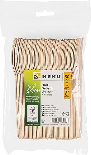 Heku be Green Holz-Gabeln 15,7 cm aus Birke, 50 Stück | Kompostierbar
