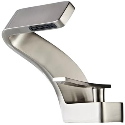 Badezimmer Armatur Wasserfall-Wasserhahn Warm Und Kalt Vollkupfer Badezimmer Wc Handwaschbecken Einlochmontage Gebürstetes Gold Gebürstete Farbe