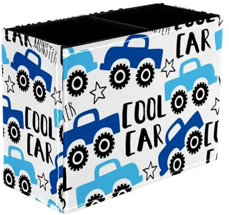 VAPOKF Cooler Truck Auto Stifthalter für Schreibtisch, 2 Fächer Stifteköcher Stiftehalter Make-up Pinsel Aufbewahrung Desktop Schreibwaren Supplies Organizer für Home Office