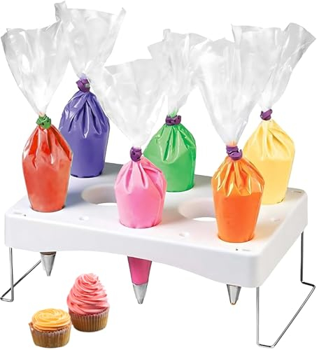 Piping Bag Stand Piping Bag Holder 12 Cavity Icing Bag Holder Detachable Piping Bag Stand Food Grade Heat Resistant Cake Decorating Pastry Bag Holder for Home