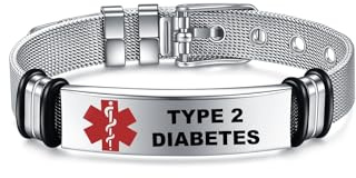 AITENME Medical Armband für Damen Männer Armreif,Personalisierte Medizinische Alert ID Notfallarmband Medizinisch Damen Uhrenarmband，Medizinischer Armband aus Edelstahl