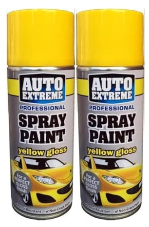SDMAX All Purpose Yellow Gloss Spray Paint, Gloss Finish, Suitable for Wood, Metal, Plastic, Glass Surface, Easy and Quick Spraying, for Interior and Exterior Usage, 400ML (2 Pcs)