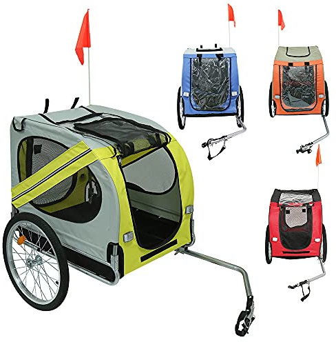 HUOLE Remolque para Perros Boxer 3 en 1 para Perro Bicicleta Remolque Grande Aprox. 240 litros de Volumen con Resorte 600D Oxford Canvas máx. 40 kg (137 * 73 * 90cm (Amarillo Gris))
