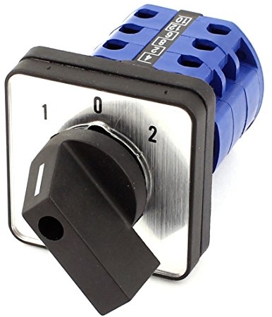 ThraKi Schalter Drehschalter Umschalter Dreh-Umschaltschalter, automatischer Transferschalter, Ui 660 V Ith 20 A, 0-1-2 Position, 3-polig, Drehnocken-Umschalter