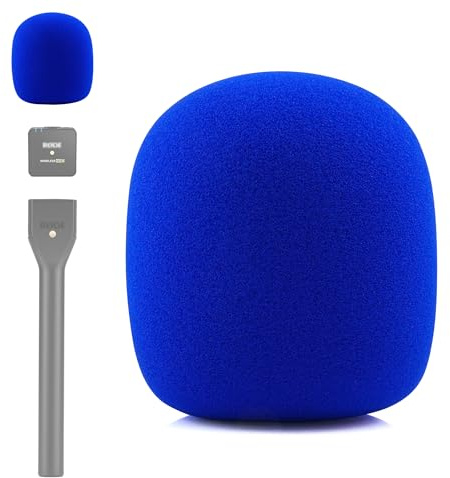 LEFXMOPHY Go Mic Foam for Rode Interview GO Handheld Adaptor for Rode Go II/ME/PRO Wireless Lav Mic, Blue Pop filter Microphone Windscreen Cover Windshield