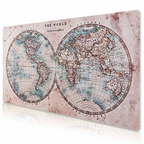 DOBAOJIA Mauspad Weltkarte XXL 80 x 40cm, Schreibtischunterlage Weltkarte | Mausunterlage Groß, Keyboard and Mouse Pad, Großes Mauspad Gaming,Auslaufsichere Oberfläche und rutschfester Boden