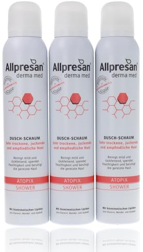 Allpresan Derma med - Schiuma doccia ATOPIX SHOWER per la pulizia delicata della pelle in caso di dermatite atopica – 200 ml (confezione da 3)