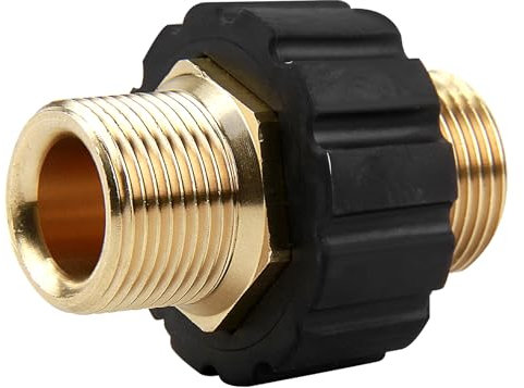 Connettore Rapido in Ottone, Adattatore M22 x 1,5 mm per Tubo Idropulitrice, Raccordo per Tubo Compatibile con K, HD & HDs, Diametro Interno 14 mm - Raccordo Resistente e Affidabile