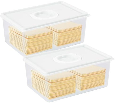 Vellsenne Käsebehälter mit Zeiterfassung – Aufbewahrungsbehälter für Käse in Scheiben und Scheiben für Kühlschrank, 2 Stück