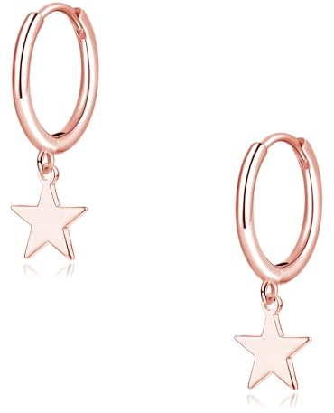 Glintara kreoler silver 925 örhängen hängande, 925 sterlingsilver örhängen kreoler med hjärta stjärna hänge, kreoler örhängen med kubisk zirkon, allergivänliga hängande örhängen för kvinnor flickor